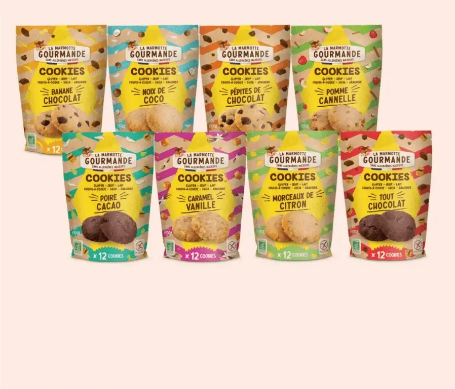 La gamme des cookies bio sans allergènes majeurs de La Marmotte Gourmande